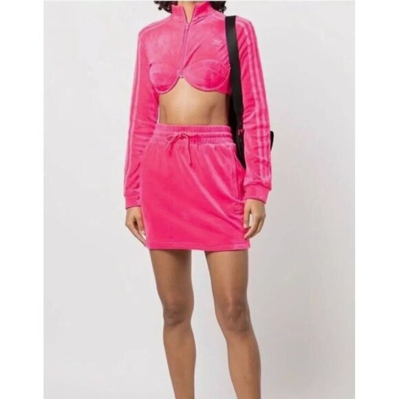adidas x Jeremy Scott Originals Track Top Velour Solar Pink Size Small H50967 - Picture 4 of 9